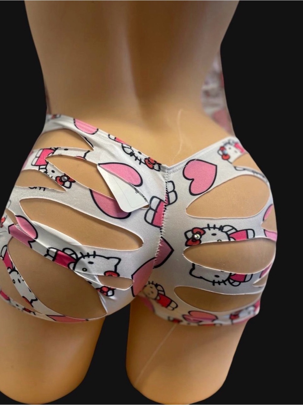 Hello Kitty Pink & White Halter Cutout Romper - Picture 3 of 3